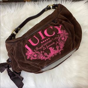 Juicy Couture Brown Pink Velvet Purse Handbag